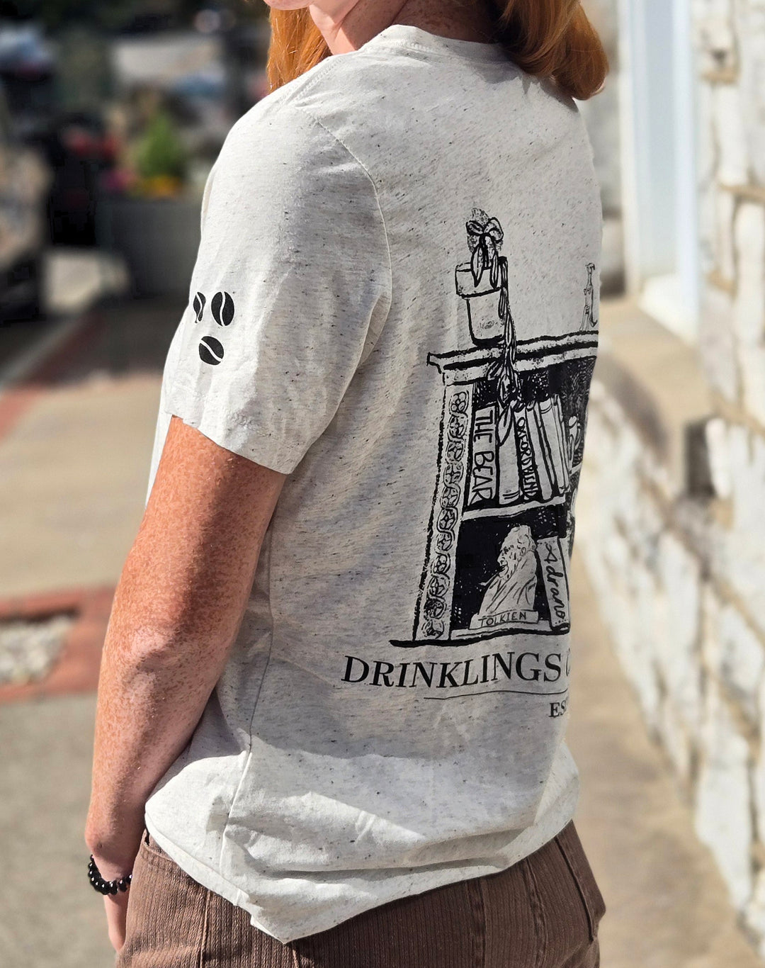 A Drinklings Coffee Book Shelf T-Shirt - White